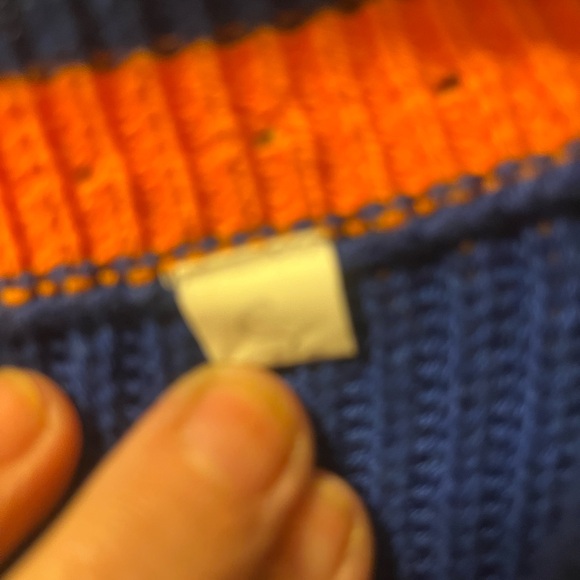 Best Wool Men's Blue and Orange V-Neck Sweater. Sz Small. Baseball/Mets - Picture 4 of 6